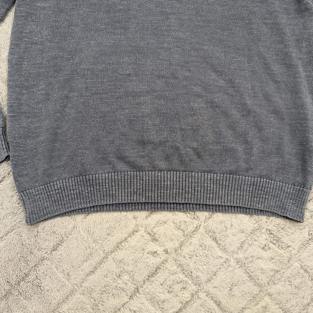 Tommy Bahama Sweater Mens XL Gray ¼ Zip Pullover Knit Cotton Casual Beach